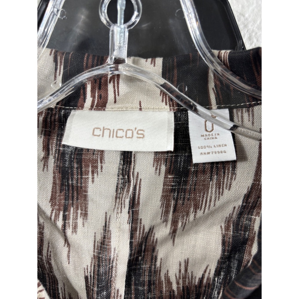 Chicos Womens Lot of 3 Tops Size 0 Linen Ikat Jacket Sequin Tunic Brown Blouse - Picture 4 of 16